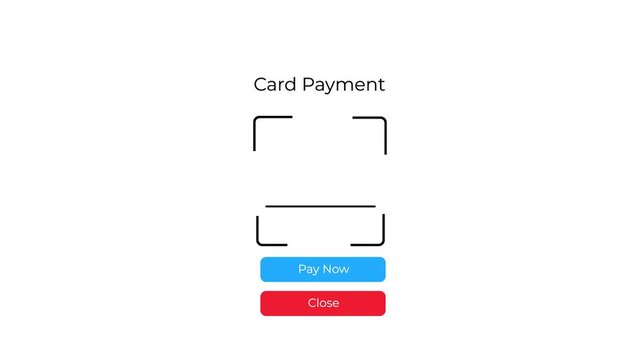 card payment verification with scan animation and thank you confirmation ui.
