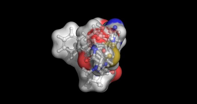 Semax peptide for cognitive enhancement, 3D molecule 4K spinning
