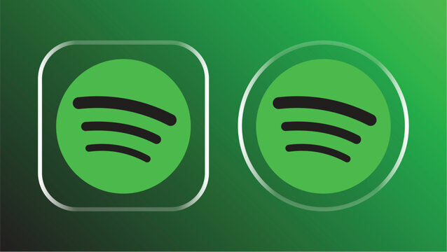 Spotify Logo in Liquid Glass Style with Square and Circle Variants, Editorial Use Only