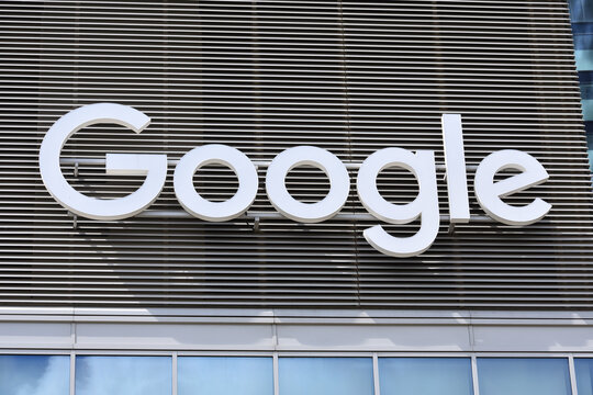 Google company office with logo, emblem, signage on the facade. WARSAW, POLAND - APRIL 25, 2026