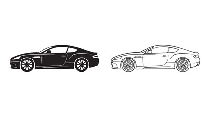 Fototapeta premium black luxury coupe silhouette with line art vector design black silhouette with line art black silhouette with line art vector design