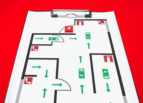Emergency exit plan for building safety during crises and emergencies
