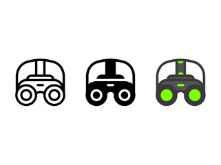 Fototapeta premium Black and green binocular icons with white background
