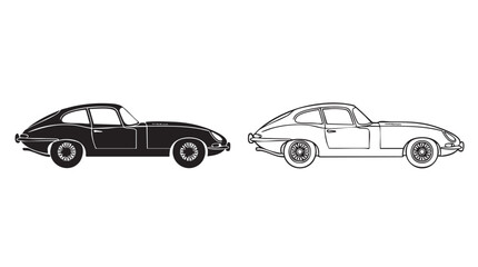 Fototapeta premium car black silhouette with line art vector design showcasing classic model