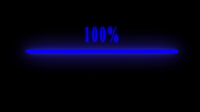 "A futuristic neon loading progress bar animation counting smoothly from 0% to 100%.clean minimal motion graphics, seamless loop, cinematic lighting, ultra realistic, 4K UHD, no logo, no watermark."