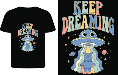 Ufo And Bear Illustration Colorful Vector Graphic For Apparel Design ©  Designer Abdullah 