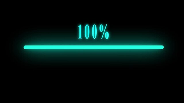 "A futuristic neon loading progress bar animation counting smoothly from 0% to 100%.clean minimal motion graphics, seamless loop, cinematic lighting, ultra realistic, 4K UHD, no logo, no watermark."