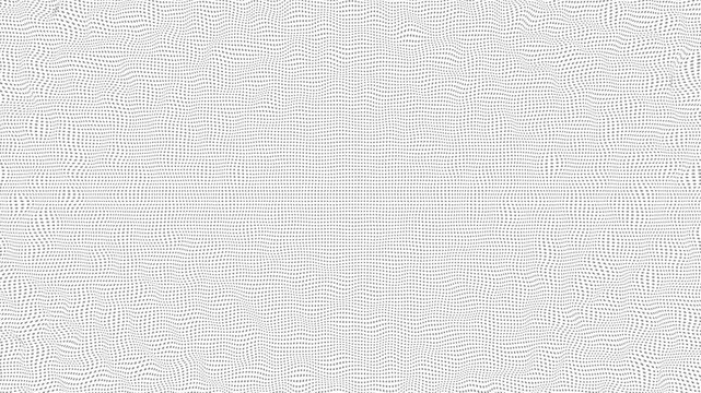 Abstract white halftone dot wave background with smooth organic motion. Clean minimalist seamless loop animation