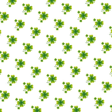 Pola Silam Daun Clover Keberuntungan Hijau (Four-Leaf Clover Seamless Pattern) yang Ikonik