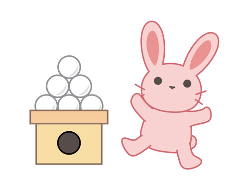 丸いおだんごと跳びはねるうさちゃんの挿絵