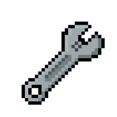 Fototapeta premium ​Pixel art adjustable wrench icon isolated