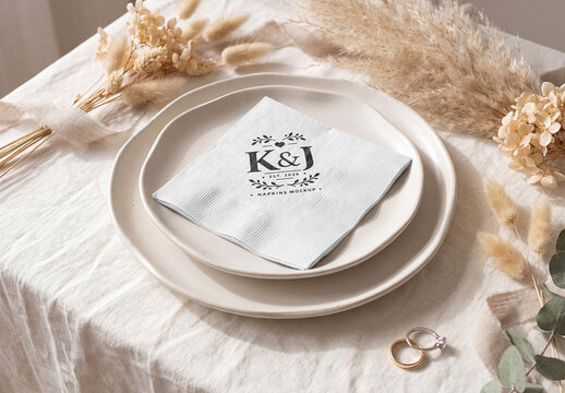 Wedding Table Napkin Mockup