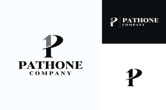 Initial Letter P with Swoosh and Number 1 One Logo design