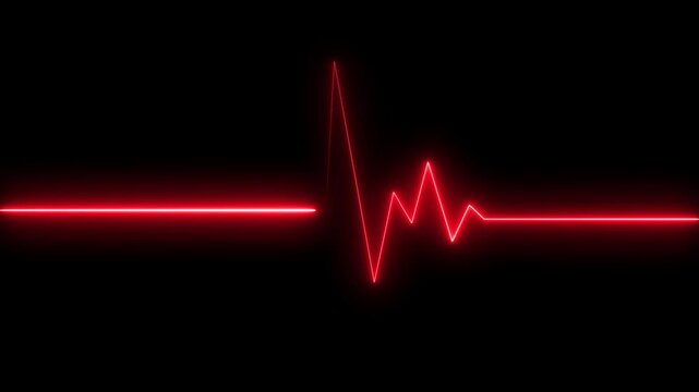 Glowing neon blue color heartbeat rate and pulse line with grid, loop motion animate footage. Motion graphics of neon heartbeat line