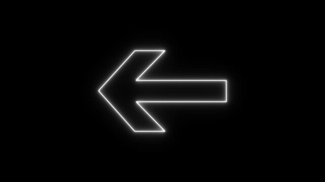 blue color arrow points to the right. Flashing neon icon to the right arrow. on alpha transparent background