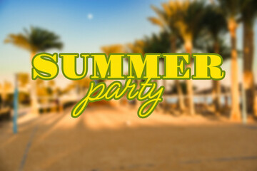 Obraz premium Birthday party celebration at a venue with palm trees in the background during summer time