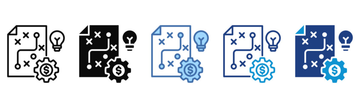 Business Strategy icon set multiple style collection