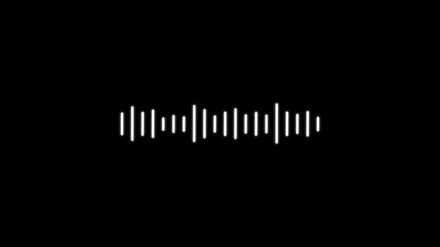 Sound wave animation isolated on black background. Audio waveform with frequency animated lines. Abstract sound wave background. Motion graphics of Digital interface