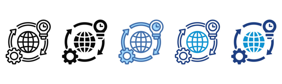 Resource Efficiency icon set multiple style collection
