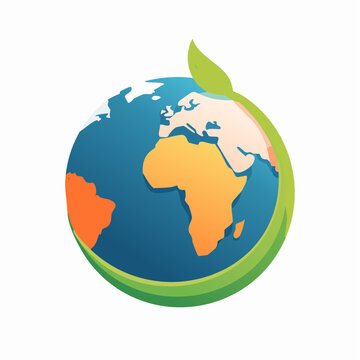 Eco friendly planet earth illustration with green leaf design, environment
