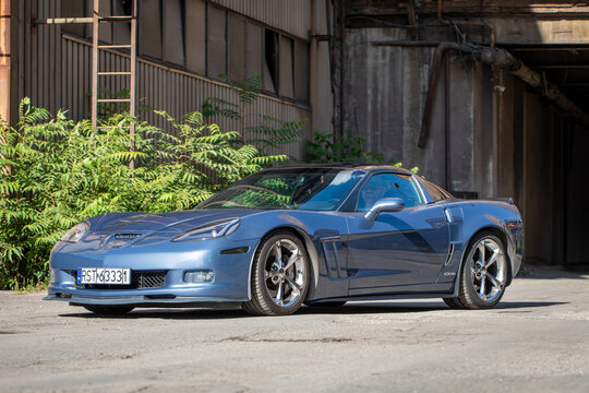 Poland, Stalowa Wola - 14th July, 2026: Corvette C6 Grand Sport. 430 KM 6.2 l ls3 2011 Sonic Blue