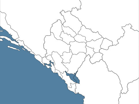 Montenegro Outline Map with Administrative Divisions and Municipalities