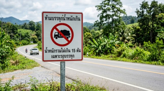 Weight Restriction Traffic Sign In Rural Tropical Landscape