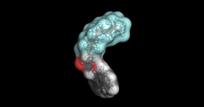 CyclicFP fmoc, reversible adhesive for nonstick teflon surfaces, 3D molecule 4K spinning