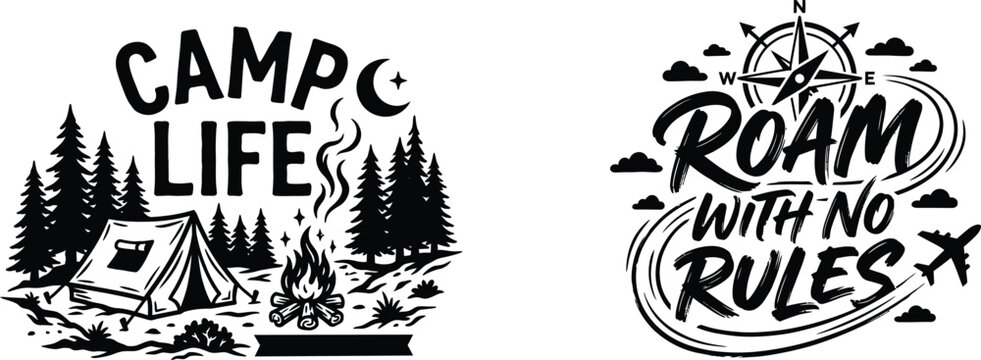 Camping and adventure design elements for outdoor enthusiasts