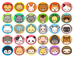 かわいい動物の顔アイコンセット © もえぎ
