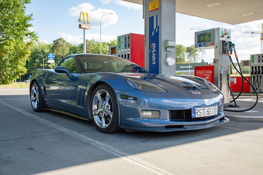 Poland, Stalowa Wola - 14th July, 2026: Corvette C6 Grand Sport. 430 KM 6.2 l ls3 2011 Sonic Blue