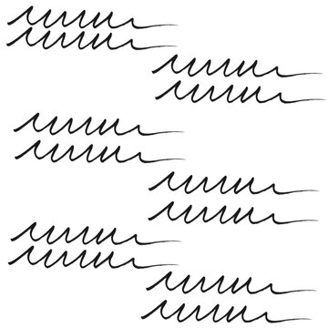 Double Wavy Line Brush Pattern &ndash; Hand Drawn Squiggly Scribble Staggered Grid for Background Design

