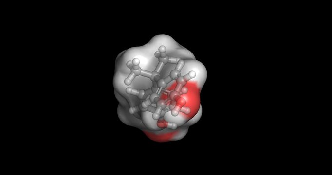 Bisphenol A, plastic manufacturing chemical and hormone disrupting compound, 3D molecule 4K spinning