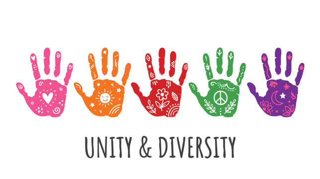 Unity and Diversity Colorful Handprint Illustration