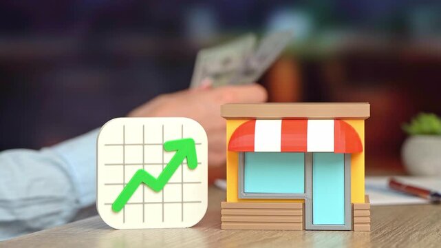 Profitable business. Making a profit. Effective business. Retail success concept, customer flow and strong demand. Sales growth indicators, location advantage and operational efficiency