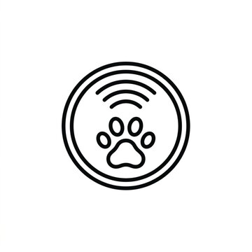 Paw print icon with wireless signal waves.
