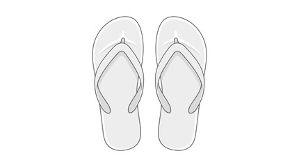 Fototapeta premium Pair of white flip flops isolated on a white background, simple vector illustration