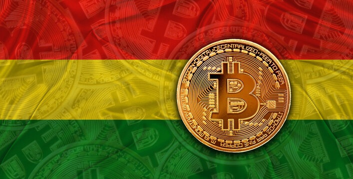 Investors in Blockchain Technology with Bolivia flag background. Bitcoin cryptocurrency with Bolivian flag