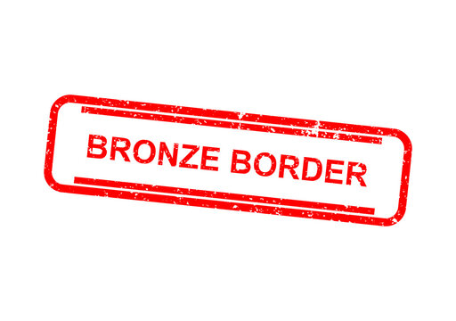 Red bronze border stamp with text label illustration