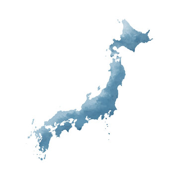 Japan Map Watercolor Illustration
