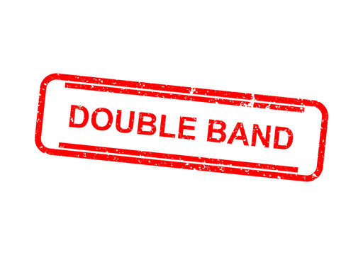 Red double band stamp with text label illustration