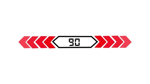 Text 90 icon with two beside arrow and dark background 4k motion video animation.
