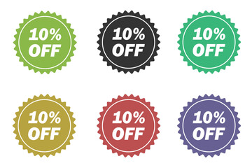 Obraz premium set of 10 percent off starburst sticker with dotted border during bright studio lighting