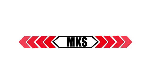 Text MKS con with two beside arrow and dark background 4k motion video animation.