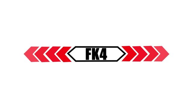 Text FK4 icon with two beside arrow and dark background 4k motion video animation.
