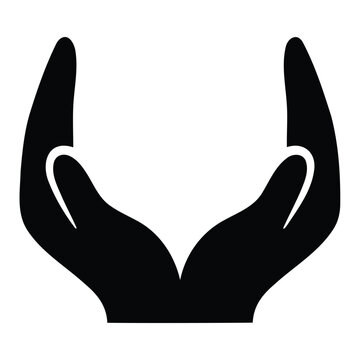 Cupped hands vector illustration holding concept isolated silhouette for protection and care
