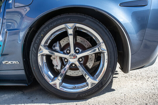 Poland, Stalowa Wola - 14th July, 2026: Corvette C6 Grand Sport. 430 KM 6.2 l ls3 2011 Sonic Blue