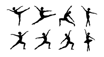 Ballet Dancer Silhouettes, Graceful Poses Collection, Elegant Female Figures, Artistic Movement Set © TAMIM