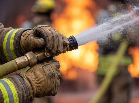 Firefighter Gloves Gripping Hose Nozzle