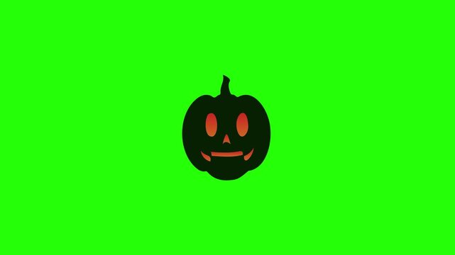 Halloween Animated black silhouette of a smiling pumpkin on a chroma key green screen background